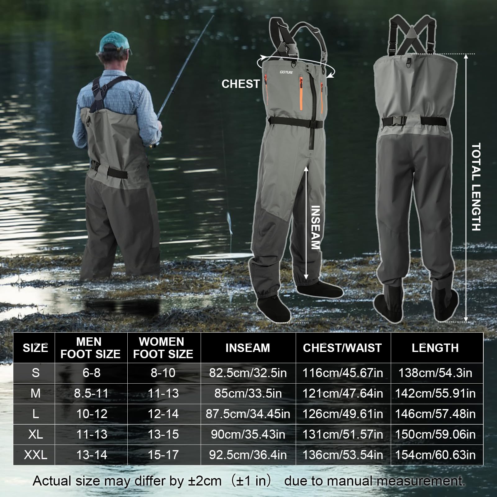 Fishing Waders - Goture 5 ชั้นกันน้ําตกปลาล่าสัตว์ Wader Breathable Fly