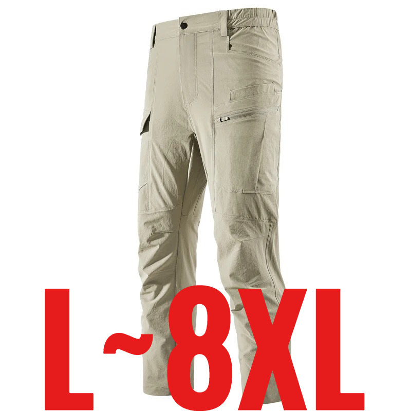 Fishing Pants Waterproof - กางเกงลำลองผู้ชายไซส์ใหญ่ 8XL เอวยางยืด กางเกงคาร์โก้ แห้งเร็ว กันน้ำ