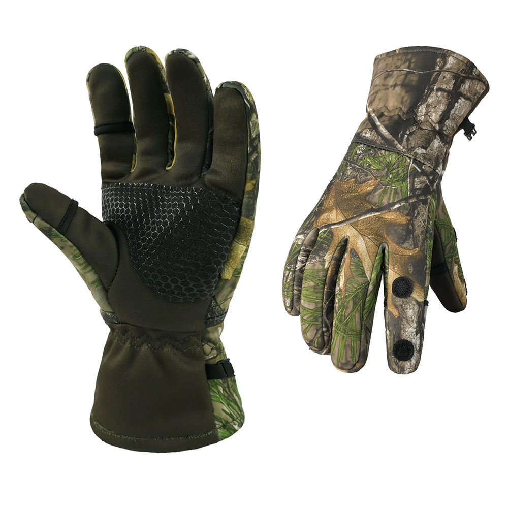 Fishing Gloves - 1 คู่ถุงมือไบโอนิคสำหรับล่าสัตว์กลางแจ้งถุงมือตกปลาขนแกะสำหรับฤดูหนาว กันลื่น อบอุ่น และกันน้ำ