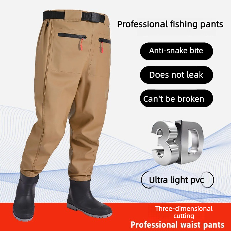 Fishing Waders - กางเกงตกปลาแบบกันน้ำสำหรับผู้ชาย, กางเกงไนลอนครึ่งตัวสูงระดับเอวสำหรับตกปลาในลำธารและกิจกรรมกลางแจ้ง