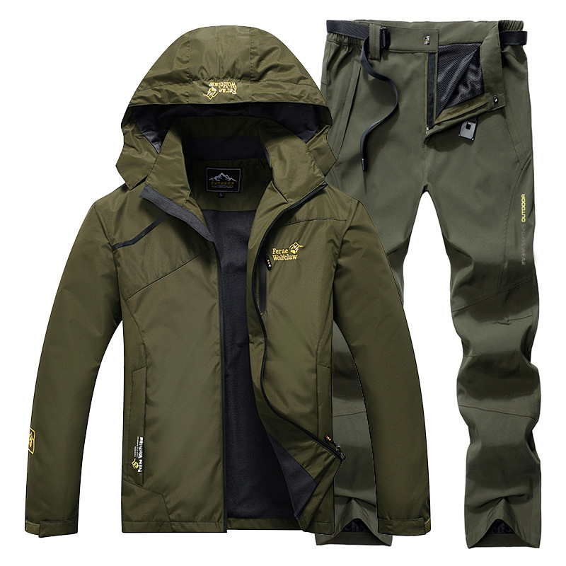 Fishing Jacket Waterproof - ชุดตกปลากันน้ำระบายอากาศได้ดีทนทานเสื้อแจ็คเก็ตมีฮู้ดชุดตกปลาตกปลากลางแจ้งกางเกงกันลมเสื้อผ้าตกปลาผู้ชาย