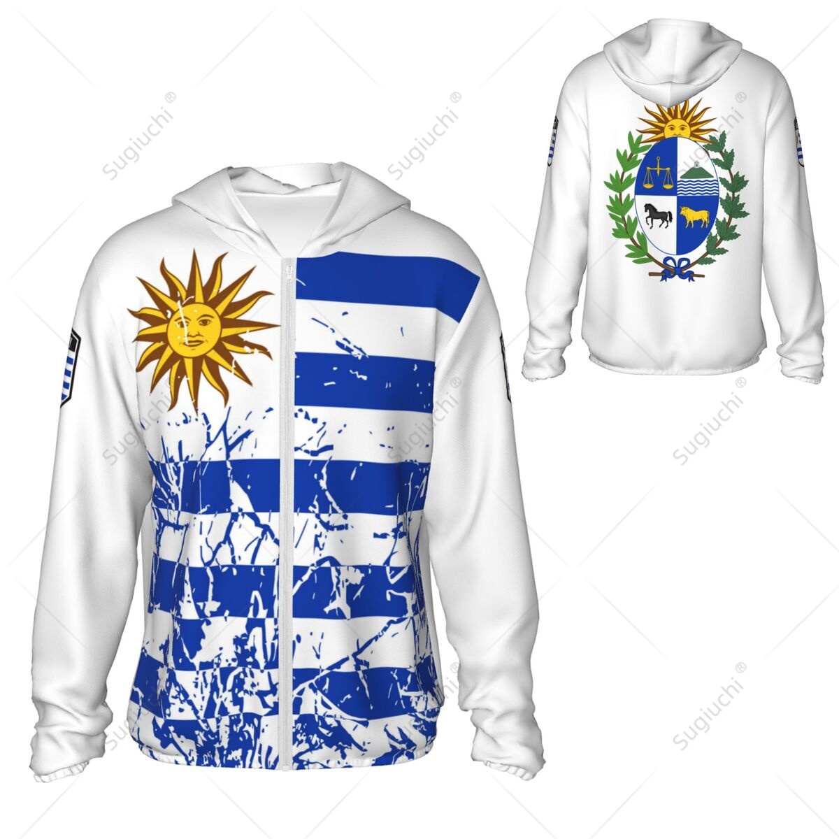 Fishing Hoodie - เสื้อฮู้ดกันแดดลายธงชาติอุรุกวัย เสื้อผ้ากันแดด ตกปลา ปั่นจักรยาน วิ่ง แห้งเร็ว