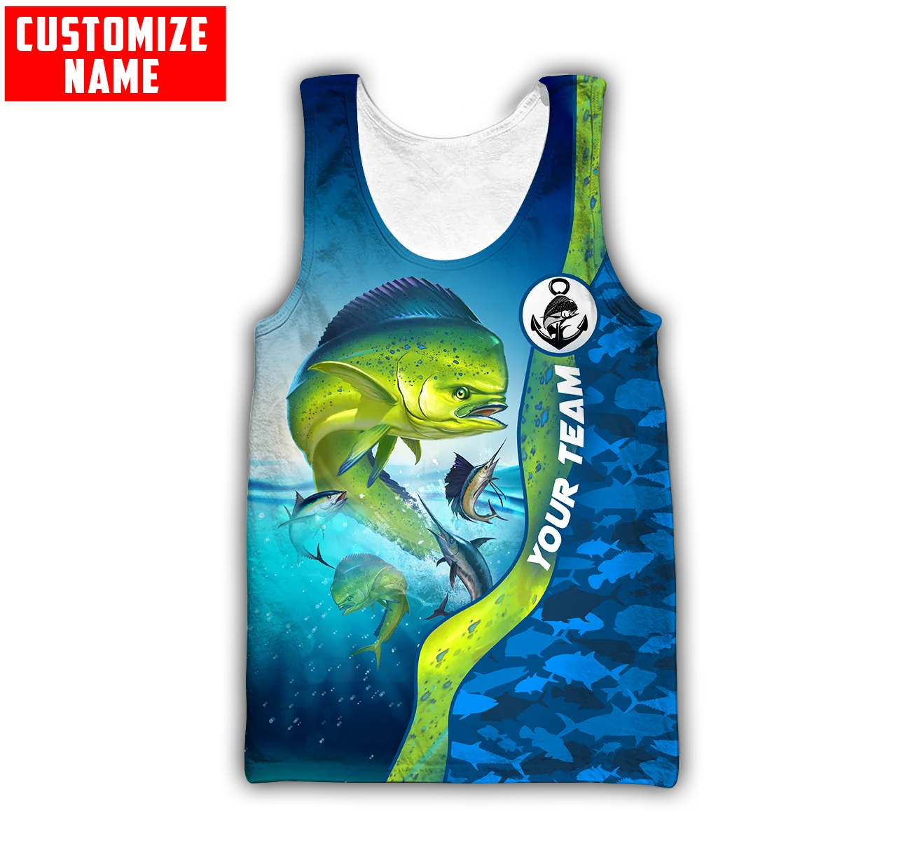 Fishing Vest - Custom ชื่อ Mahi Mahi ตกปลา3D พิมพ์เสื้อกั๊กแฟชั่นเสื้อยืดฤดูร้อน