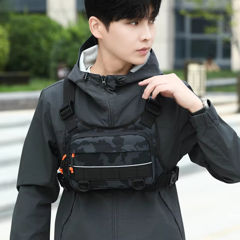 Fishing Vest - เสื้อกั๊กสะพายหน้าสำหรับปั่นจักรยาน กระเป๋าเป้สะพายหลังแบบยุทธวิธี สำหรับตั้งแคมป์ ปีนเขา ล่าสัตว์ กระเป๋าเป้สะพายไหล่