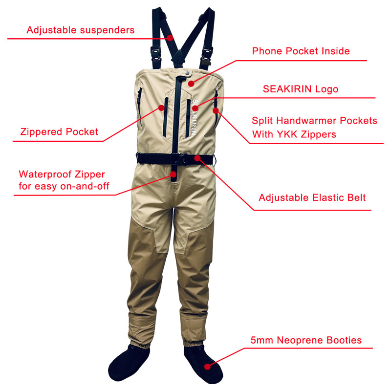 ซิปด้านหน้าBreathable Stoutหน้ - Fishing Waders บทวิจารณ์และราคา