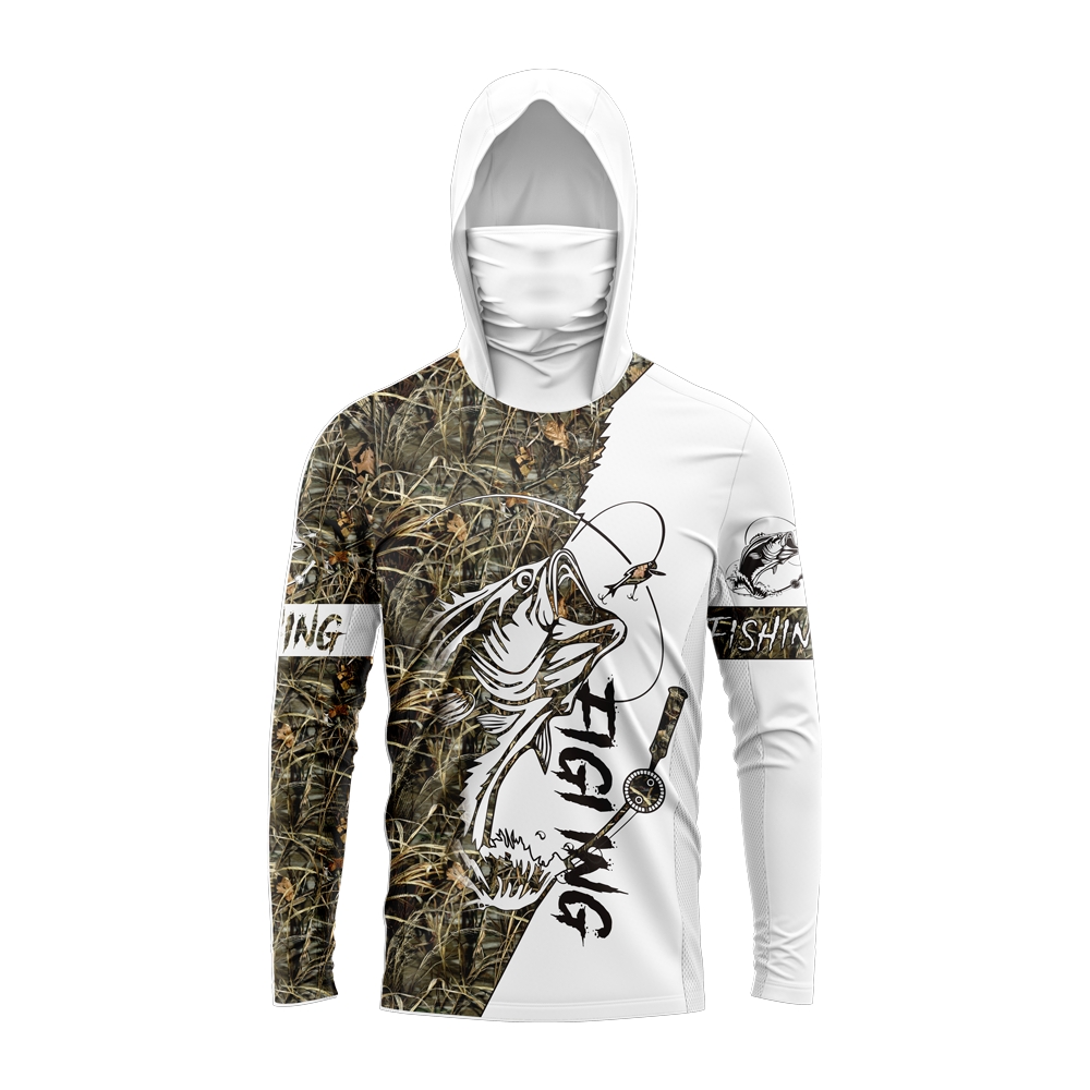 เสื้อฮู้ดตกปลาลายปลาบาสสำหรับผ - Fishing Hoodie บทวิจารณ์และราคา