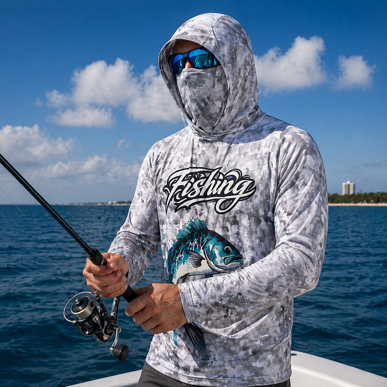 เสื้อตกปลาแบบมีฮู้ดสำหรับผู้ชา - Fishing Hoodie บทวิจารณ์และราคา