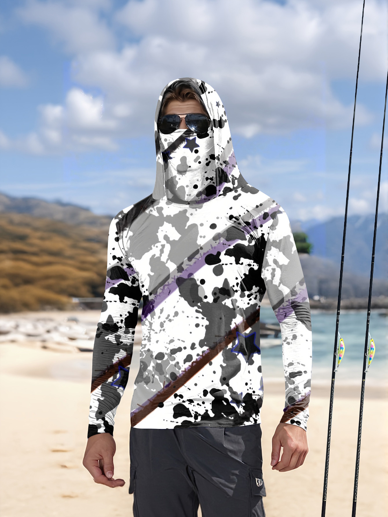 เสื้อตกปลาผู้ชายแบบมีฮู้ด แขนย - Fishing Shirt Uv Protection บทวิจารณ์และราคา